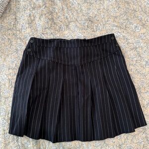Avec Les Filles Navy Pinstripe A-Line Skirt